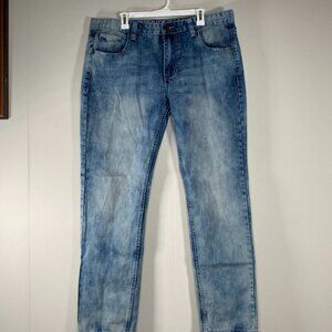 Smoke Rise Denim Jeans Men's 40 x 34 Mid Rise Blue Acid Wash Distressed